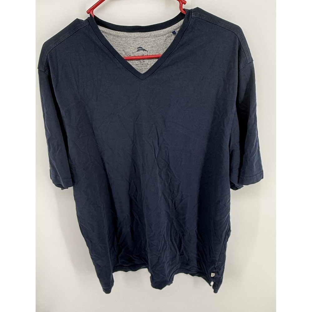 Tommy Bahama Men's Large Navy Blue V-Neck T-Shirt 100% Supima Cotton